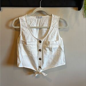 Dex White Linen Crop Top